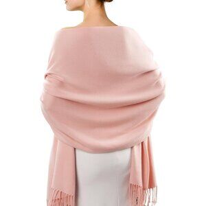 Women's Pink Pashmina Shawl Wraps Cashmere Feel Winter Scarf Soft Warm Blanket